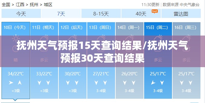 抚州天气预报15天查询结果/抚州天气预报30天查询结果