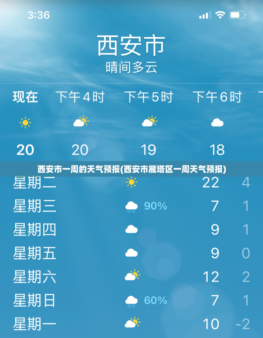 西安市一周的天气预报(西安市雁塔区一周天气预报) 西安市一周的天气预报(西安市雁塔区一周天气预报)