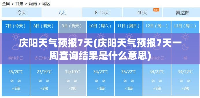 庆阳天气预报7天(庆阳天气预报7天一周查询结果是什么意思) 庆阳天气预报7天(庆阳天气预报7天一周查询结果是什么意思)