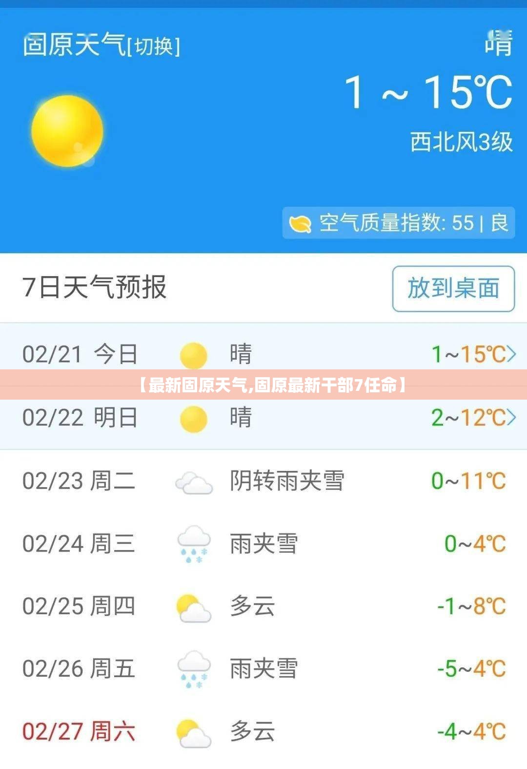 【最新固原天气,固原最新干部7任命】