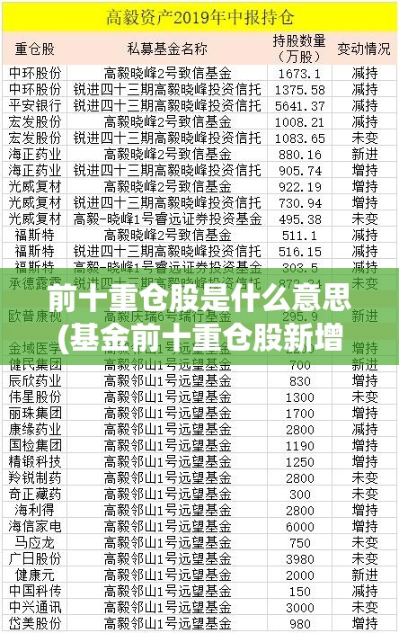 前十重仓股是什么意思(基金前十重仓股新增啥意思)