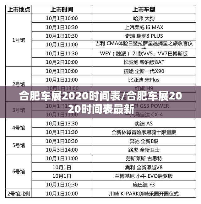 合肥车展2020时间表/合肥车展2020时间表最新