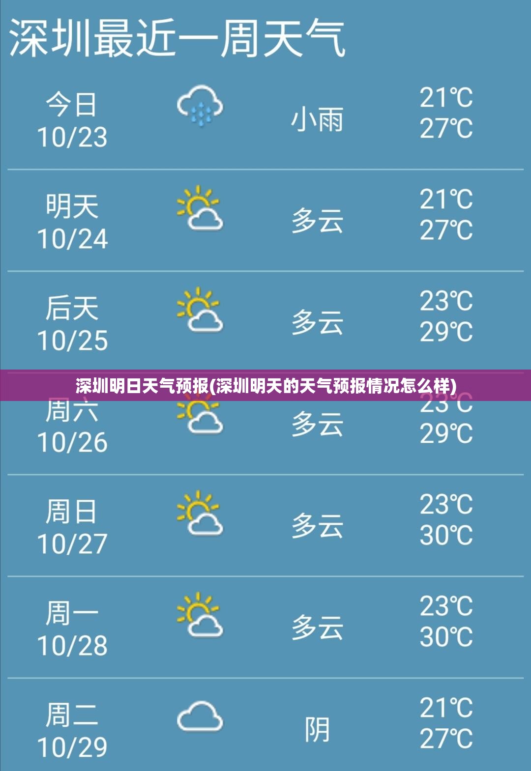 深圳明日天气预报(深圳明天的天气预报情况怎么样)