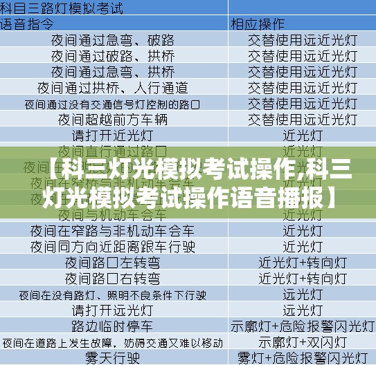 【科三灯光模拟考试操作,科三灯光模拟考试操作语音播报】