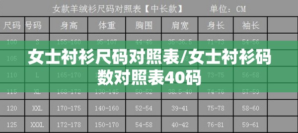 女士衬衫尺码对照表/女士衬衫码数对照表40码