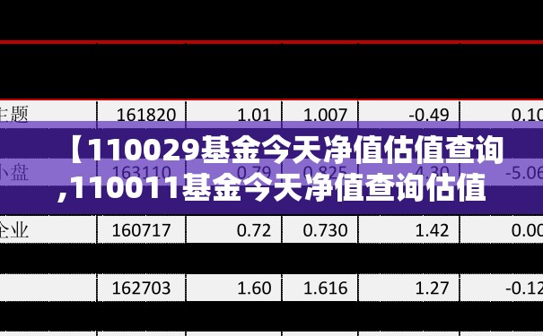 【110029基金今天净值估值查询,110011基金今天净值查询估值】