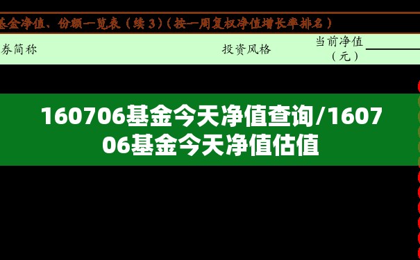 160706基金今天净值查询/160706基金今天净值估值 160706基金今天净值查询/160706基金今天净值估值