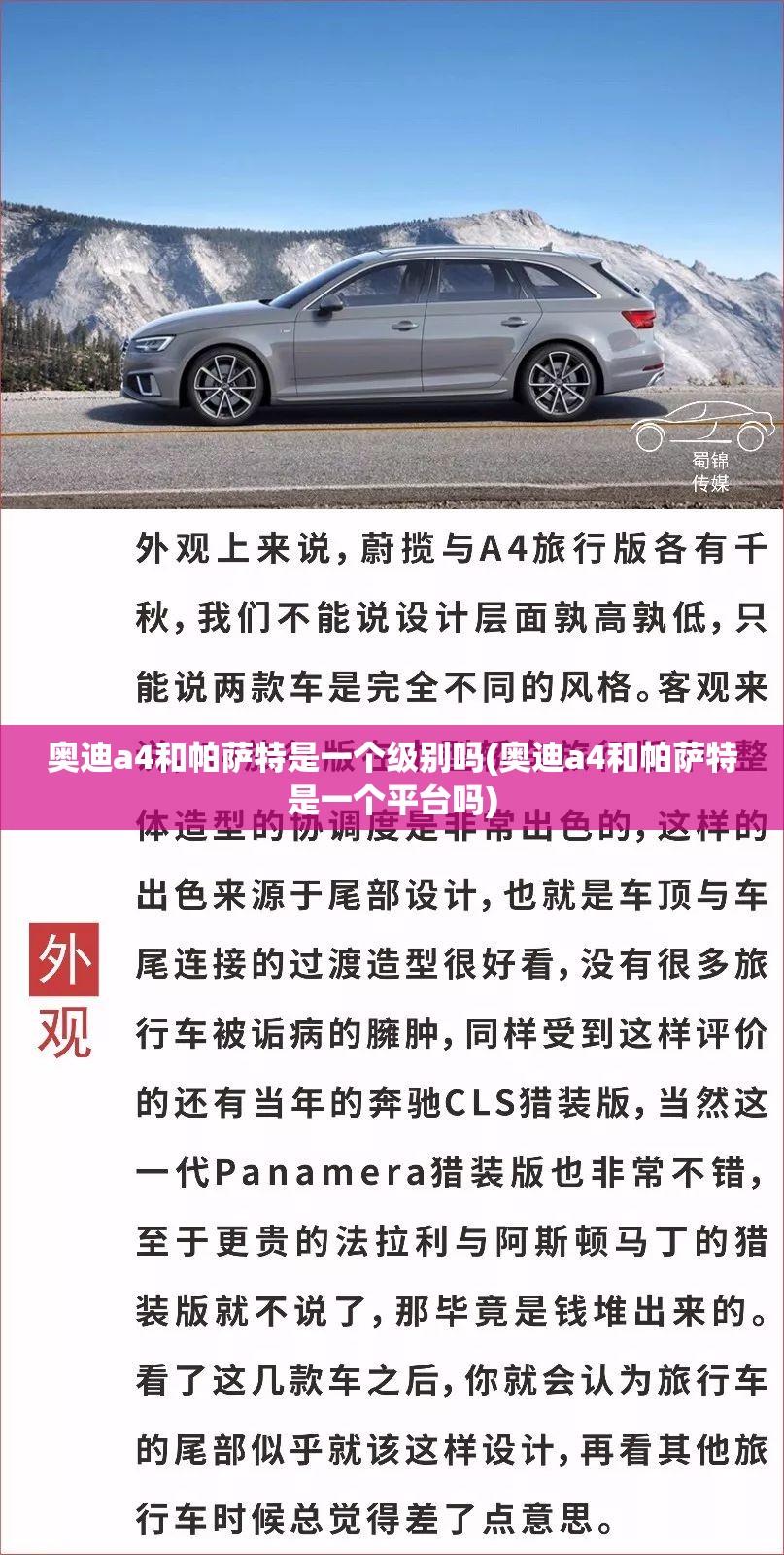 奥迪a4和帕萨特是一个级别吗(奥迪a4和帕萨特是一个平台吗)
