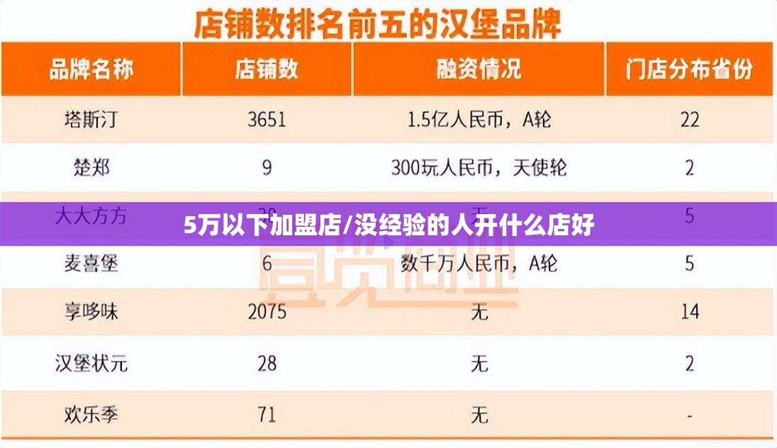5万以下加盟店/没经验的人开什么店好