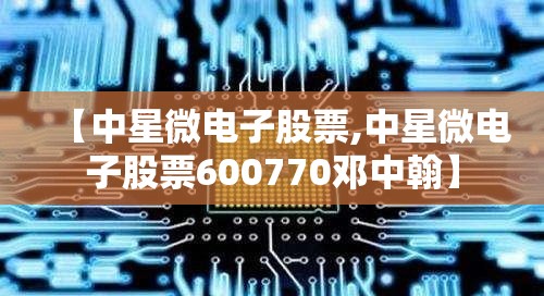 【中星微电子股票,中星微电子股票600770邓中翰】