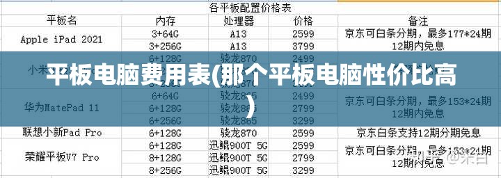 平板电脑费用表(那个平板电脑性价比高)