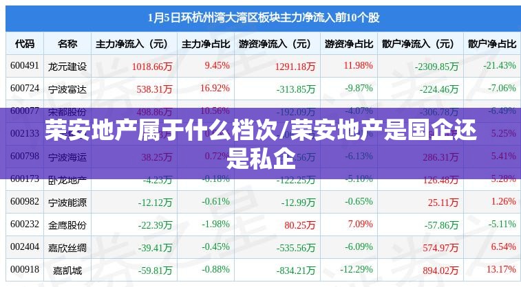 荣安地产属于什么档次/荣安地产是国企还是私企