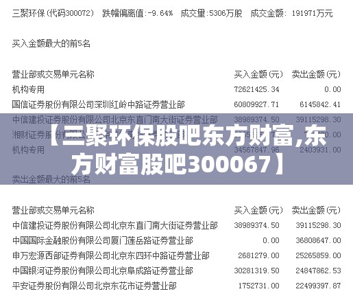 【三聚环保股吧东方财富,东方财富股吧300067】 【三聚环保股吧东方财富,东方财富股吧300067】