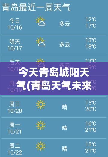 今天青岛城阳天气(青岛天气未来15天)