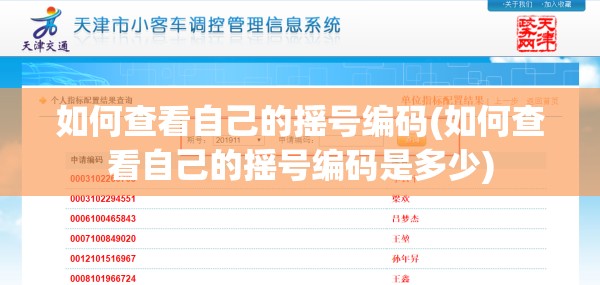 如何查看自己的摇号编码(如何查看自己的摇号编码是多少) 如何查看自己的摇号编码(如何查看自己的摇号编码是多少)