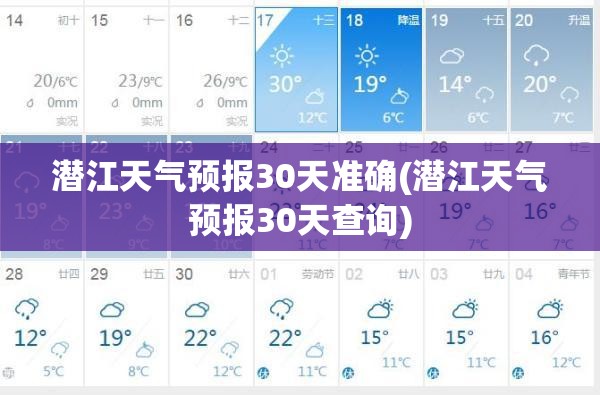 潜江天气预报30天准确(潜江天气预报30天查询) 潜江天气预报30天准确(潜江天气预报30天查询)