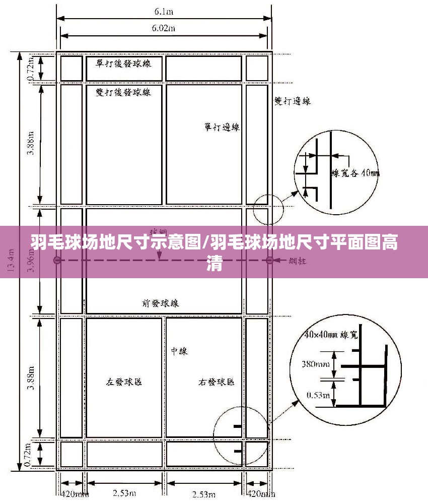 羽毛球场地尺寸示意图/羽毛球场地尺寸平面图高清 羽毛球场地尺寸示意图/羽毛球场地尺寸平面图高清
