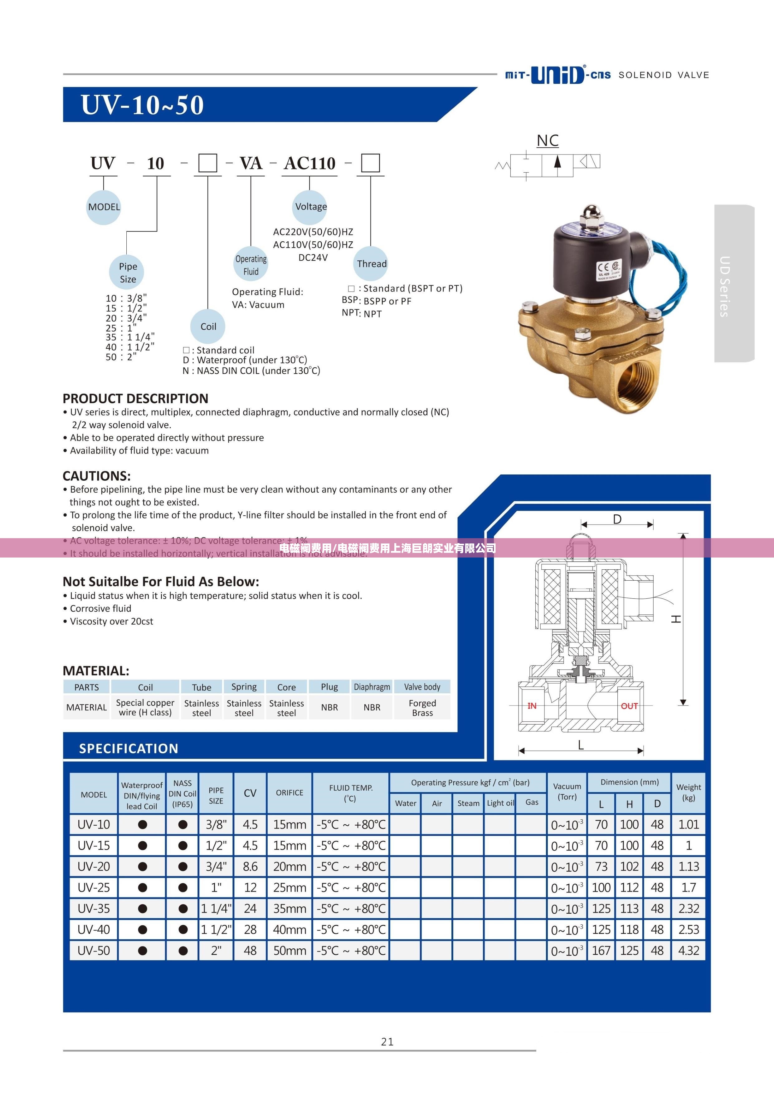 电磁阀费用/电磁阀费用上海巨朗实业有限公司