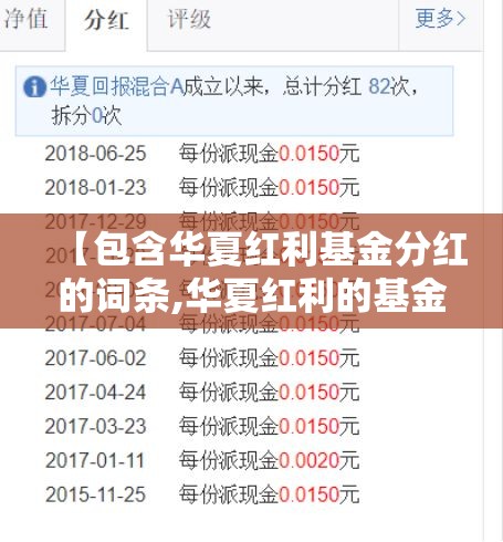 【包含华夏红利基金分红的词条,华夏红利的基金净值】 【包含华夏红利基金分红的词条,华夏红利的基金净值】