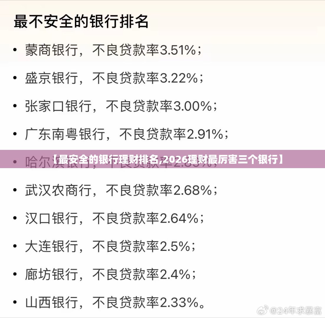 【最安全的银行理财排名,2026理财最厉害三个银行】 【最安全的银行理财排名,2026理财最厉害三个银行】