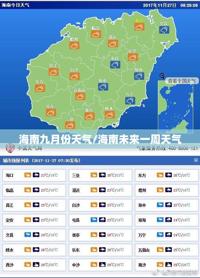 海南九月份天气/海南未来一周天气