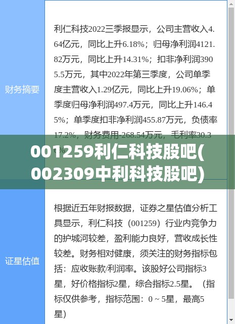 001259利仁科技股吧(002309中利科技股吧) 001259利仁科技股吧(002309中利科技股吧)