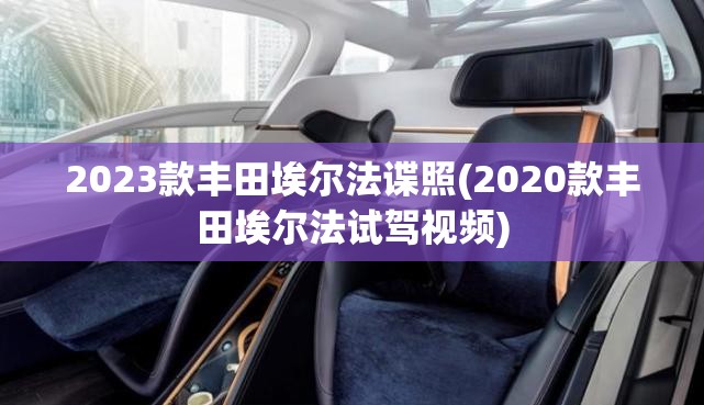 2023款丰田埃尔法谍照(2020款丰田埃尔法试驾视频)